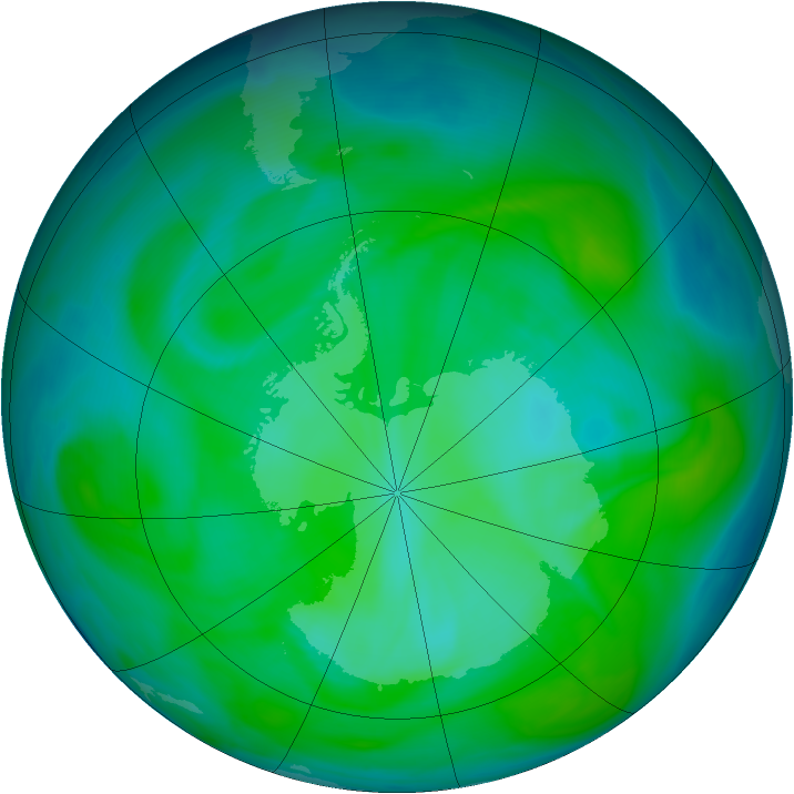 Antarctic ozone map for 15 December 2004